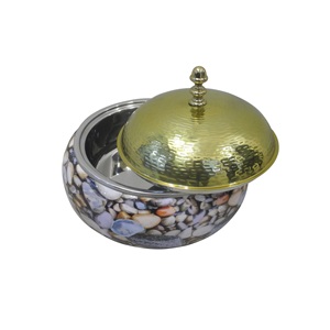 Restaurant Hotel Dining <b>Table</b> Top Casseroles Serving Hot Pot Best Quality Enamel Printed Finishing Casserole Serving Hot Pot - Product Image 3