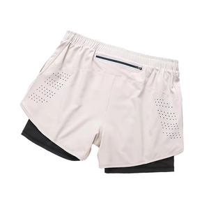 Short d'entraînement OEM pour hommes Short de sport double couche à séchage rapide pour fitness et course Couleurs contrastées Logo personnalisé Style High Street - Product Image 5