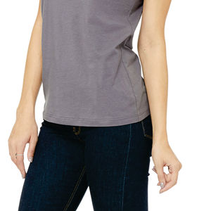 Camiseta entallada para mujer, Camiseta de algodón 100% Airlume de longitud corporal más larga y anillo tejido, 32 oz, 4,2 oz, Storm - Product Image 5