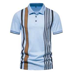 เสื้อโปโลผู้ชายลายทางสีสันสดใส แขนสั้น สวมใส่สบาย ระบายอากาศได้ดี เหมาะสำหรับฤดูร้อน - Product Image 6