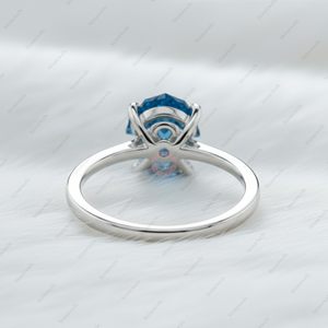 Bague de fiançailles tendance en argent plaqué or fin 925 avec diamant de laboratoire de 3 carats de taille éléphant bleu fantaisie certifié GIA - Product Image 3
