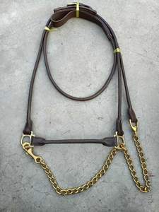 Nouveau licou SHOW en cuir robuste avec raccord argenté-cuir noir - Product Image 3