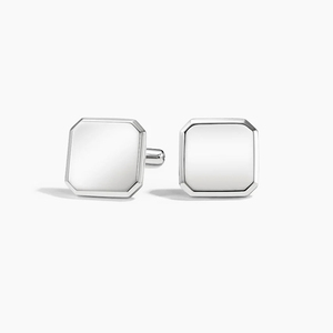 Gemelos octogonales de plata de ley Premium elegantes para hombre, colgantes y dijes de diamantes grabados con acabado pulido - Product Image 2