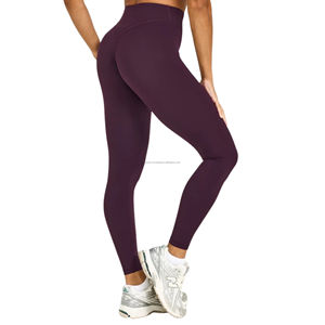 Hot New Women's No Front <b>Seam</b> Crossover Mid Rise Full Length Yoga Pants V Waist Naked Feel Butt Lift Gym <b>Tights</b> Sexy Activewear - Product Image 3