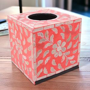 Caja de pañuelos de madera de alta calidad hecha a mano con incrustaciones de resina ósea Color personalizable para soporte de pañuelos de Hotel y restaurante - Product Image 6