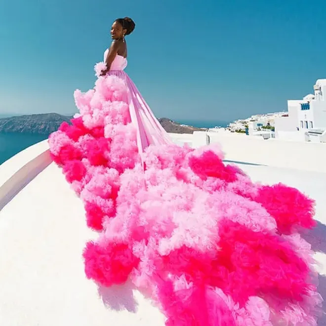 Vestito Santorini, vestito su ordinazione, vestito volante per il servizio fotografico, vestito da volo lungo, vestito di maternità, abito da sposa,
