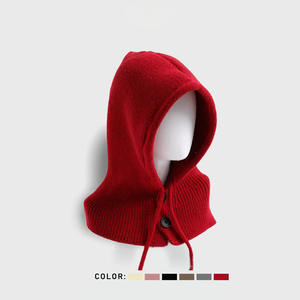 Knit Skull Cap Neck Warmer Adjustable Hooded Scarf <b>Hat</b> Windproof Balaclava <b>Winter</b> Beanie <b>Hats</b> for <b>Men</b> Women - Product Image 6