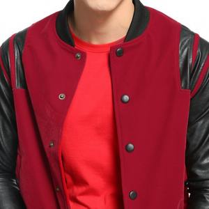 Chaqueta Universitaria de Lona para Hombre de Alta Calidad OEM con Mangas de Cuero y Bordado Chenille, Personalizable con Letras, Tallas Grandes - Product Image 2