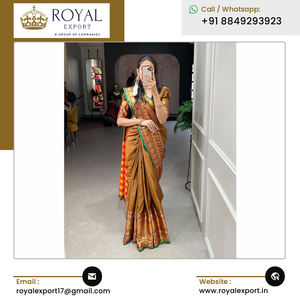 Vêtements de fête design accrocheur de bonne qualité Nouvelle collection de saris en coton avec tissage Zari au meilleur prix compétitif - Product Image 4