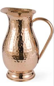 Hammered Pure Copper Water Jug and Glass <b>Set</b> 100% Solid Copper Pitcher for Ayurveda Health Benefits Drinkware & for Hotel & Home - Product Image 2