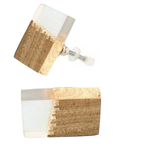 Tirador cilíndrico de resina de madera dividido cuadrado largo sólido para armarios de cocina, armarios, dormitorios, baños - Product Image 2