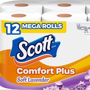 Scott ComfortPlus <b>Toilet</b> Paper with Soft Lavender Scented Tube,12 Mega <b>Rolls</b>, 310 Sheets per <b>Roll</b>,Septic-Safe,2-PlyToilet Tissue - Product Image 1