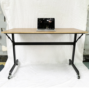Table portable pliable pour ordinateur portable 120x60cm avec étagère, en bois massif et contreplaqué mélaminé, design simple pour chambre à coucher - Product Image 6