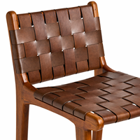 Chaise de bar en bois massif et cuir FREYA |   Tabouret de bar commercial de style mid-century pour restaurant |   Sièges industriels de couleur personnalisée avec base en bois