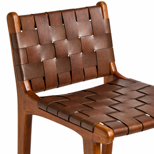 FREYA Solid Wood Leather Bar Chair | Mid Century Restaurant Bar <b>Stool</b> | Custom Color Industrial Seating Wood Base 3-Year - Product Image 3