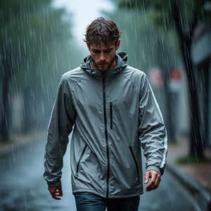 แจ็คเก็ตกันลมกันน้ำสำหรับผู้ชาย, เสื้อโค้ทกันฝนมีฮู้ดระบายอากาศได้ดีแห้งเร็วสำหรับฤดูใบไม้ผลิฤดูใบไม้ร่วง - Product Image 4