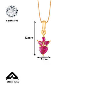 Pendentif cœur en or jaune 22 carats avec rubis pour femme, plaqué rhodium - Product Image 5