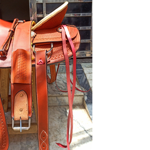 Selle de cheval de western en cuir naturel personnalisable OEM selle de cheval de jockey de ranch de style anglais - Product Image 3