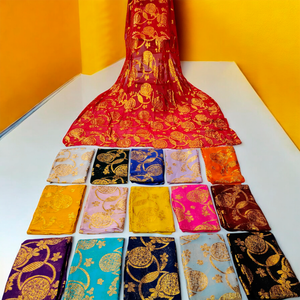 Tissu en Chiffon de Haute Qualité, Dernière Tendance, Motif Floral avec Paillettes Dorées, Style Traditionnel Somalien Fransawi Garbasaar - Product Image 1