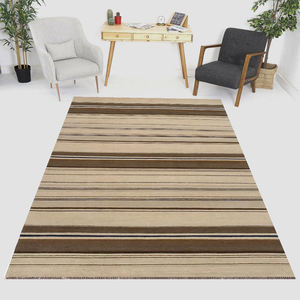 พรมถักแบบทันสมัยทำด้วยมือเป็นมิตรกับสิ่งแวดล้อมลายดอกไม้สานเรียบผ้าขนสัตว์ธรรมชาติซักได้สำหรับใช้ในบ้านทำด้วยมือในอัฟกานิสถาน - Product Image 1