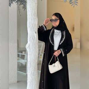 Abaya de luxe en soie faite à la main pour adultes, manches longues, anti-rides, vêtements traditionnels pour la prière musulmane - Product Image 1