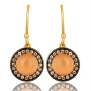 Boucles d'oreilles rondes en argent Sterling 925 avec pierres précieuses cornaline, nouvel arrivage - Product Image 1