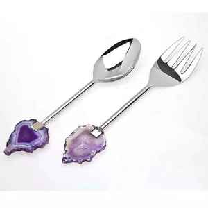 Juego de cubiertos de acero inoxidable chapado en oro y duradero de tendencia, juego de cubiertos para ensalada, vajilla de Familia Real, juego de queso - Product Image 4