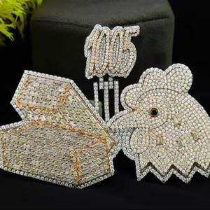 Pendentif personnalisé unique en forme d'oiseaux hip-hop en argent sterling 925 plaqué rhodium, avec moissanite VVS Ice, testé - Product Image 1