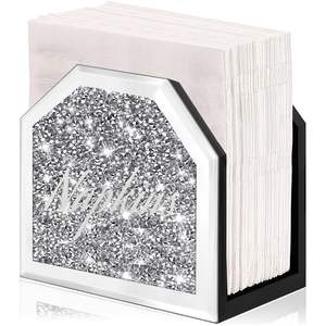 <b>Silver</b> Glitter <b>Napkin</b> Holder Elegant Table Decor for Homes Restaurants Cafes Offices and Special Events Wholesale From India - Product Image 2