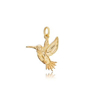 Colibrí diseño de símbolo liso Plata de Ley 925 venta al por Mayor turco hecho a mano colgante liso encanto joyería fina - Product Image 1