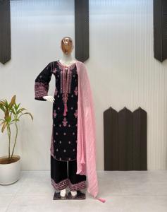 Última moda étnica fiesta boda desgaste indio pakistaní diseñador exclusivo Último romano seda Salwar traje par más vendido desgaste - Product Image 3