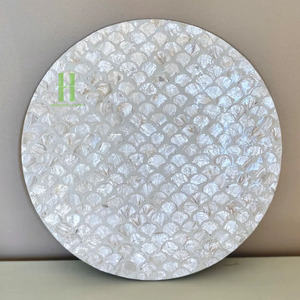 Wholesale Hot Selling Luxury Mother of Pearl Inlay Round <b>Placemats</b> <b>Table</b> Centerpieces Decorations OEM Design From Vietnam - Product Image 3