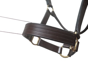Cabestro de cuero para caballo con detalles en latón, accesorios ecuestres, equipo de equitación - Product Image 2