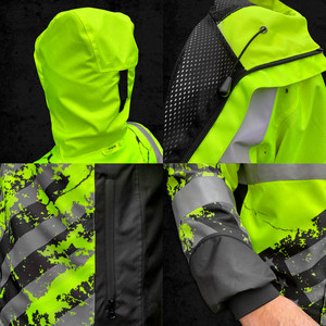 Custom Sublimation Hi Vis Contrast <b>Reflective</b> Tape Sublimation Print Long Sleeve <b>Jacket</b> for <b>Men</b> - Product Image 4