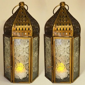Aluminium Antique Glass Tea Light Candle Holders <b>Vintage</b> Decorative <b>Lanterns</b> for Home Decor Ornamental Tea Light Holders - Product Image 1