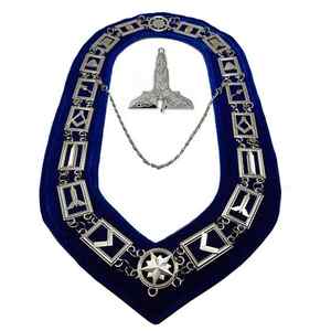 Collier de chaîne maçonnique de conception personnalisée meilleur matériau plaqué argent sur colliers de chaîne maçonniques bleus - Product Image 6