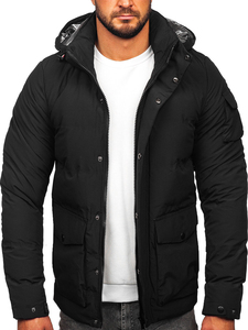 Blouson d'hiver matelassé confortable pour homme avec capuche, respirant, séchage rapide, coupe-vent, manches longues, style urbain, design avant - Product Image 5