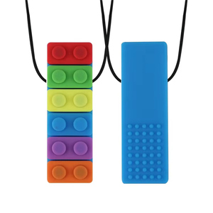 STOCK 7 colores arcoíris sensorial masticar alimentos grado silicona juguetes bloque de construcción bebé <span class=keywords><strong>mordedor</strong></span> <span class=keywords><strong>collar</strong></span> - Product Image 6