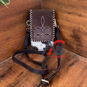 Nouveau point de botte marron daim cuir téléphone pochette sac Western crédit porte-carte téléphone transporteur femmes bandoulière téléphone portable sacs - Product Image 1