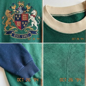 Sudadera de Felpa Francesa 100% Algodón, Gruesa, Unisex, Estilo Retro Académico, Lavado Ácido, con Logotipo Bordado, Diseño Colorblock - Product Image 4