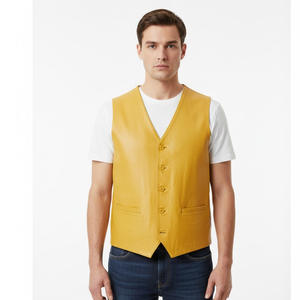 Chaleco multibolsillo sin mangas transpirable de invierno de cuero sintético a la moda para hombre, proveedor de fábrica OEM, venta al por mayor, hecho a medida - Product Image 1