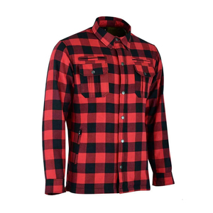 Camisa de Franela Protectora para Motocicleta a Cuadros Rojos y Negros, Forro de Algodón, Almohadillas Protectoras Extraíbles con Certificación CE, Talla Grande, Ignífuga - Product Image 5