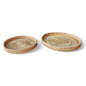 Decorative Natural Rattan <b>Tray</b> Handmade For Living Space Dining <b>Table</b> And Kitchen Decoration - Product Image 4