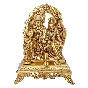 Lord Siwa Parvati karbon karbon dan Ganesha murah Shiv Family Parivar dengan Idol Ling Nandi warna emas 12 inci