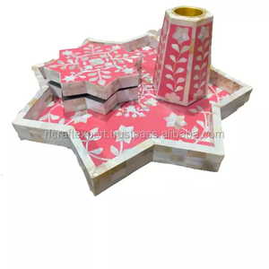 Luxe fait à la main mère perle incrustation étoile plateau encens Madhkan brûleur d'encens arabe bougeoir Bakhoor Mubkhara pour les cadeaux de l'Aïd - Product Image 1