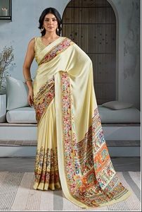 Saree en satin modal léger avec imprimé Ajrakh de style ethnique pour toutes les occasions comprend un bandana - Product Image 2