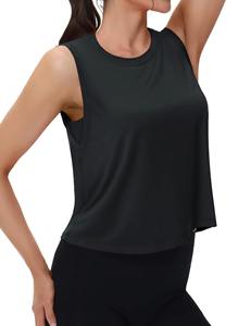 Femmes été entraînement débardeurs licou culture col rond respirant évacuation de l'humidité gilet sans manches athlétique coupe ample été - Product Image 4