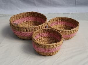 Natural Kitchenware Water Hyacinth <b>Baskets</b> with Plastic <b>Rope</b> for Home <b>Storage</b> & Organization Home and Kitchen Made I - Product Image 2