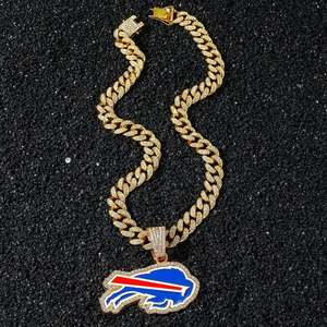 Collier pendentif Championnat personnalisé de luxe style Punk Hip-hop en argent sterling plaqué rhodium avec moissanite, unisexe Buffalo Bill - Product Image 4