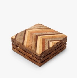 Living Room Decorative Indian Square Shape Wooden Coaster Set With <b>Stand</b> Coaster Wooden <b>Drink</b> Coasters for Coffee Rectangular - Product Image 2